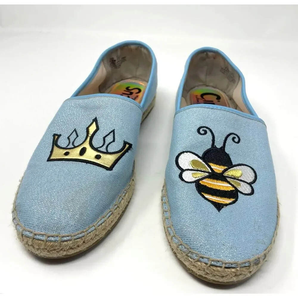 Sam Edelman Circus | Queen Bee Espadrilles Flats Blue Embroidered 7.5